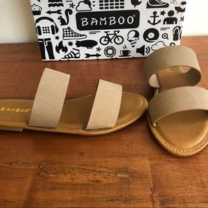 Bamboo double strap, flat sandals